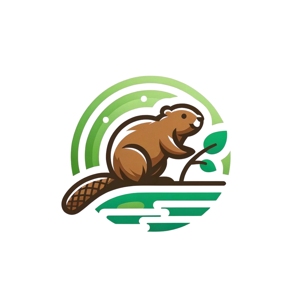 Beaver logo with nature-themed design.